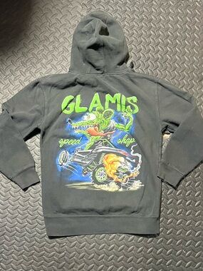 glam Black Hoodie with Neon Green, Blue & Orange Graphic